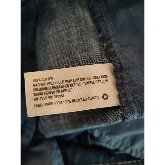 A New Day Medium Wash Chambray Jean Shorts Flat Front Chino Size 14 - Picture 6 of 7